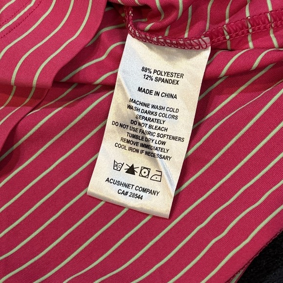 Footjoy Mens Polo Golf Shirt Size XL Pink Green Stripes Club Logo Performance - Picture 5 of 7